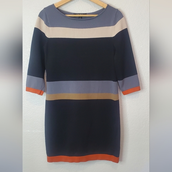 💚5/$25 Nine West Colorblock Striped Sheath Stretck Snit Dress Size Small - Picture 4 of 7
